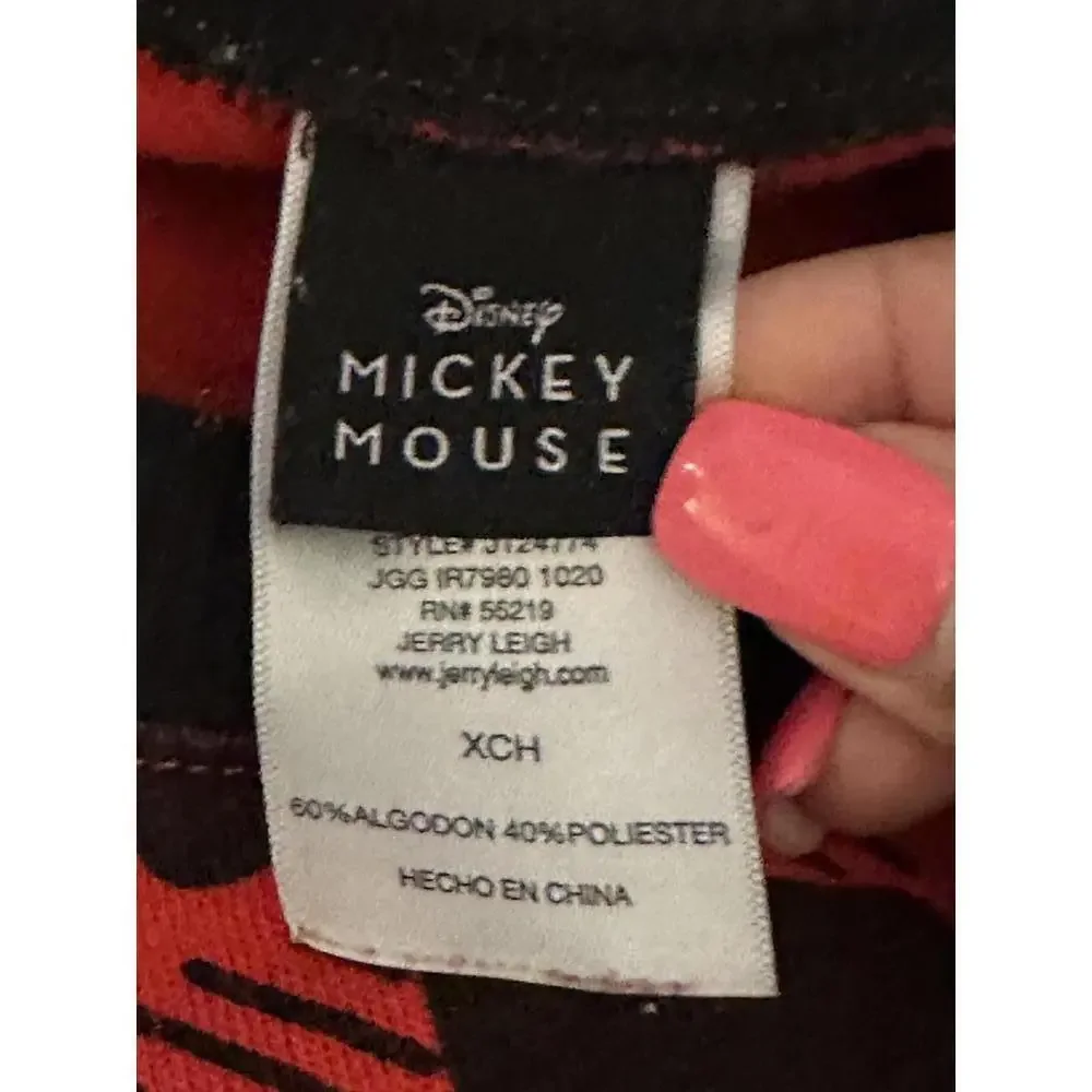 Disney Mickey Mouse casual athleisure red/black plaid sweatshirt Size XS - Picture 6 of 7